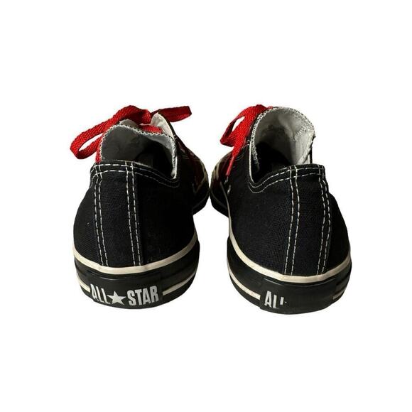 Converse Chuck Taylor Black Canvas Low Top All Star Sneakers Men’s 9 Red Laces - Picture 4 of 9